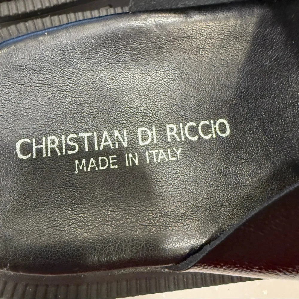 Christian Di Riccio Women’s Black Patent Leather Double Buckle Sandals Sz 8.5